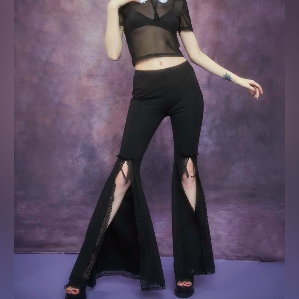 Initiation Into Darkness Front Split Bell Bottoms - image 2